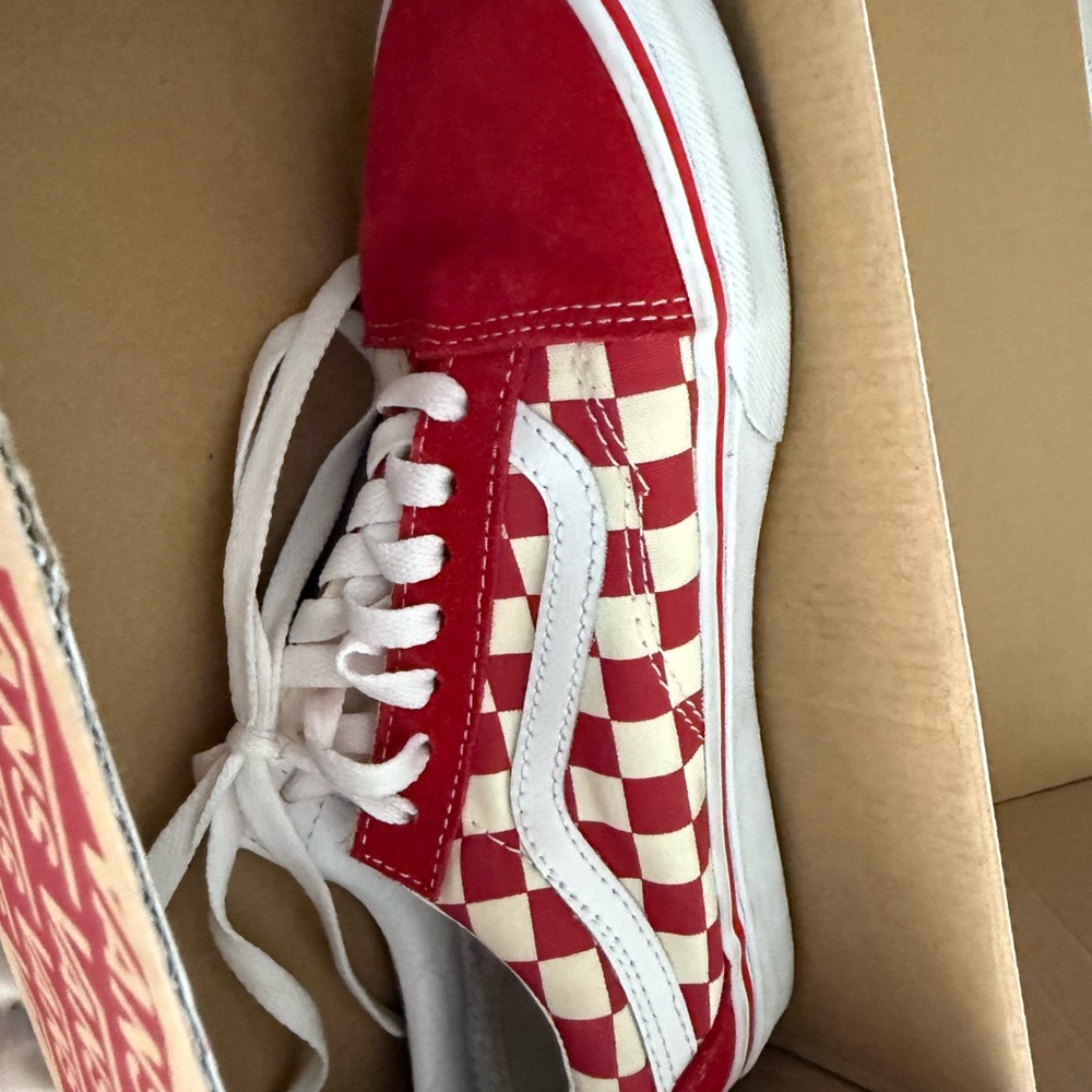 Vans Red and White Checkered Shoes - Picture 4 of 6